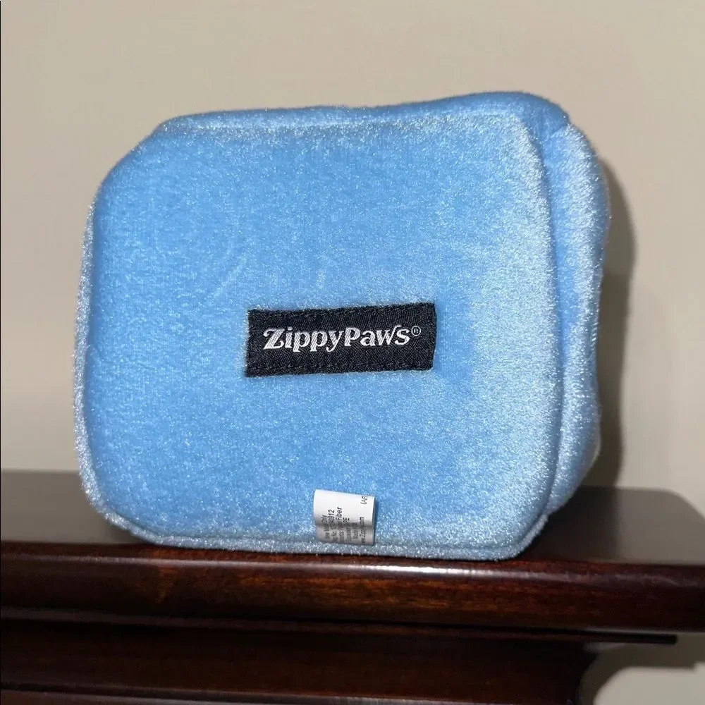 Zippy Paw Milk and Cookies Blue White Brown Interactive Puzzle Plush Dog Toy